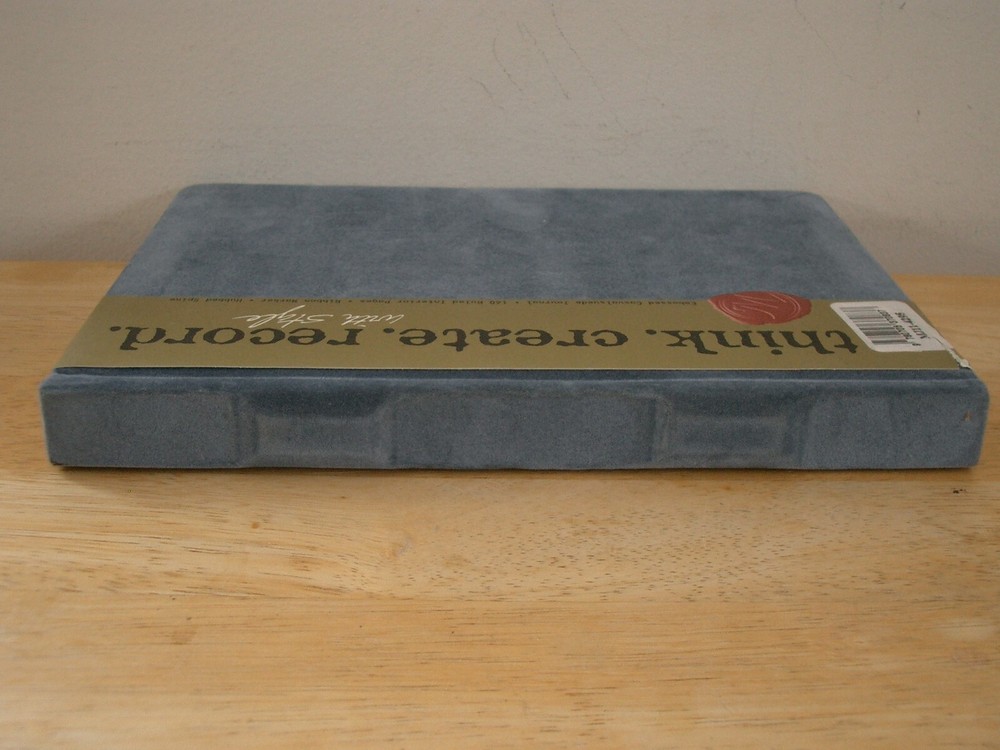 Think. Create. Record. Embossed Casualsuede Journal Blue