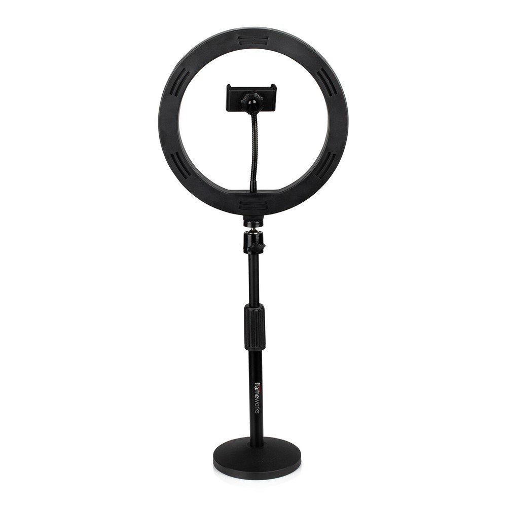 Gator GFW-RINGLIGHTDSKTP Ring Light Round Base Desktop Stand W/ Phone Clamp