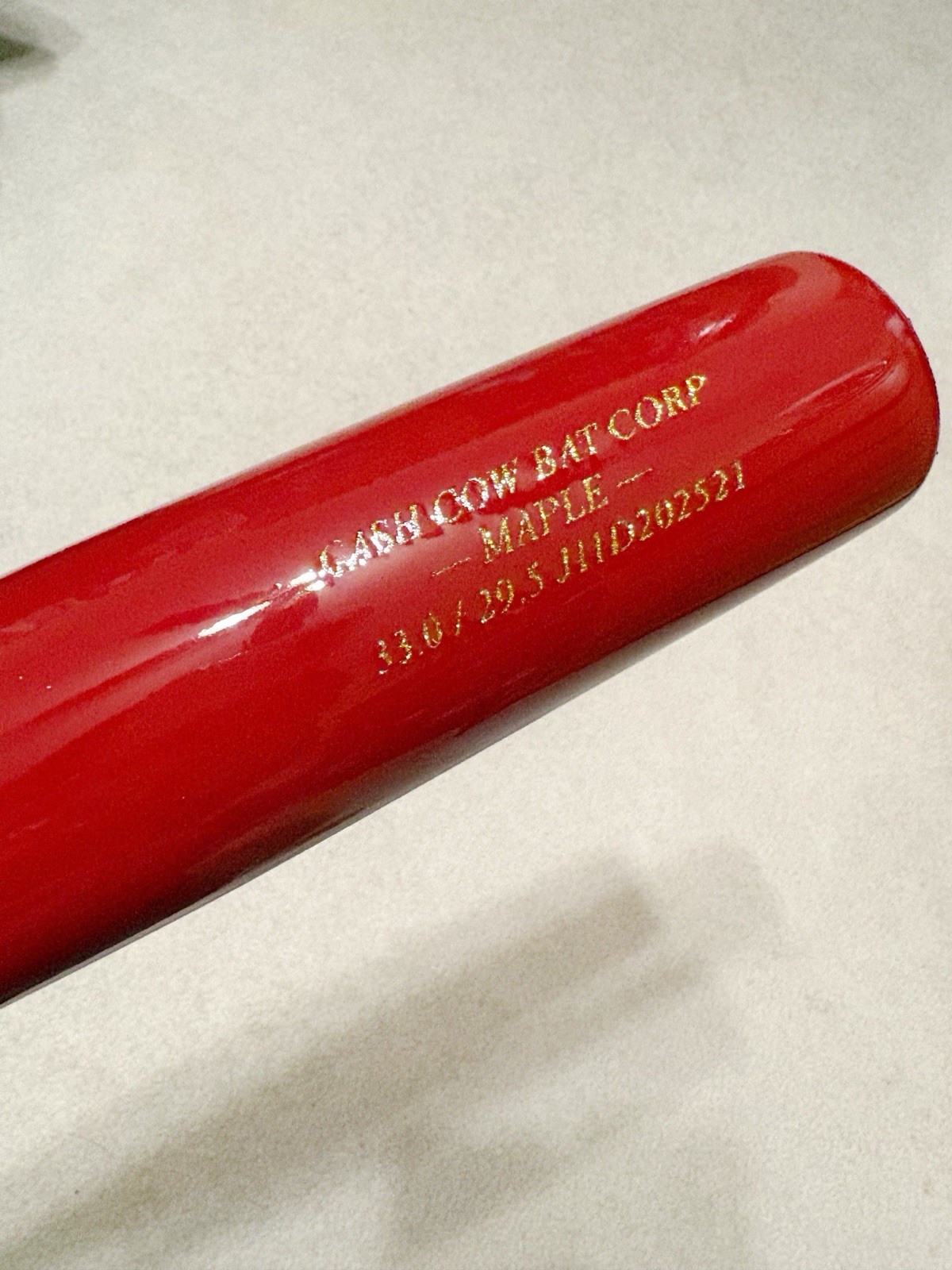 Hybrid Handle Torpedo Maple Wood Baseball Bat 33in 29.5oz. Black / Gold / Red