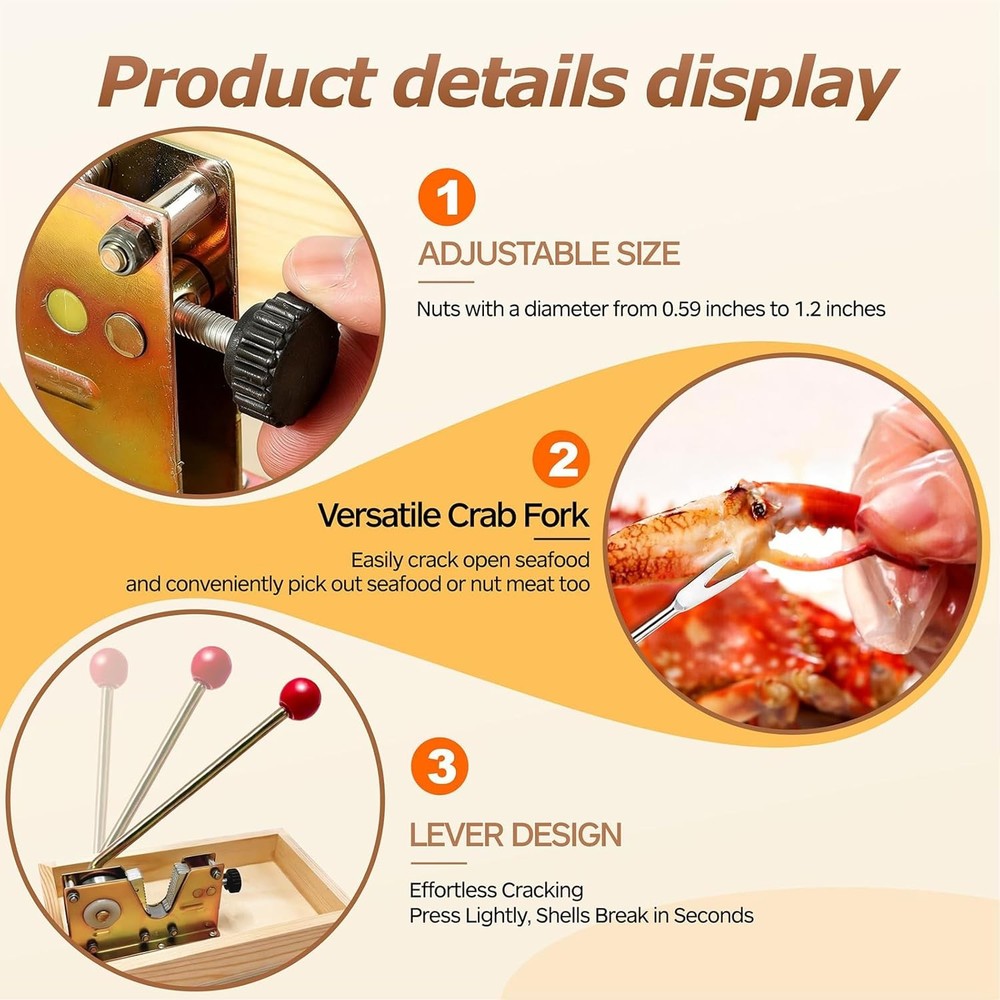 Heavy Duty Nut Cracker Tool, 6 Pcs NutCracker Tool Set for Pecans Walnuts Macada