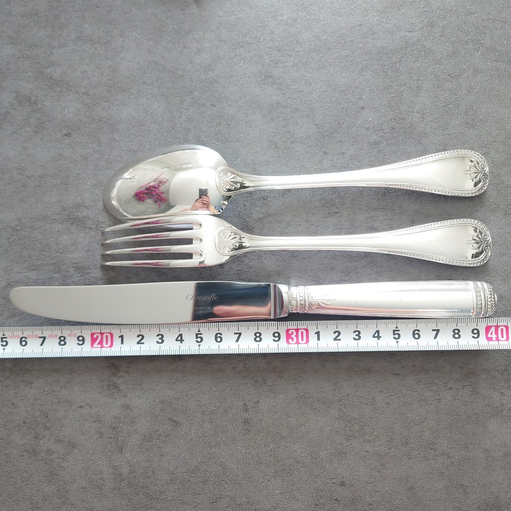 Christofle Malmaison 9pcs Silverplate Flatware Table Knife Fork Spoon Excellent