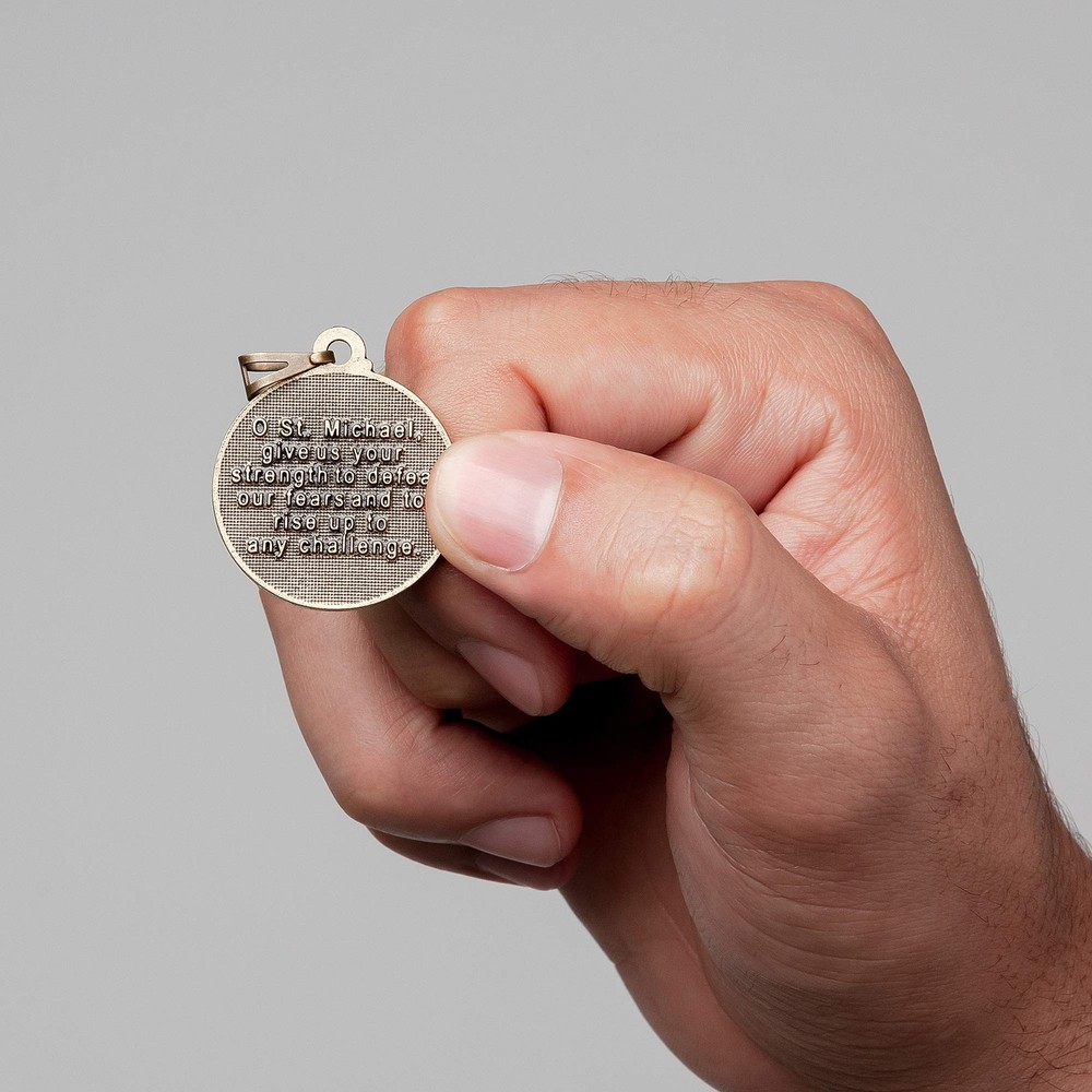 Intercession Saint Michael Medal Antique Gold