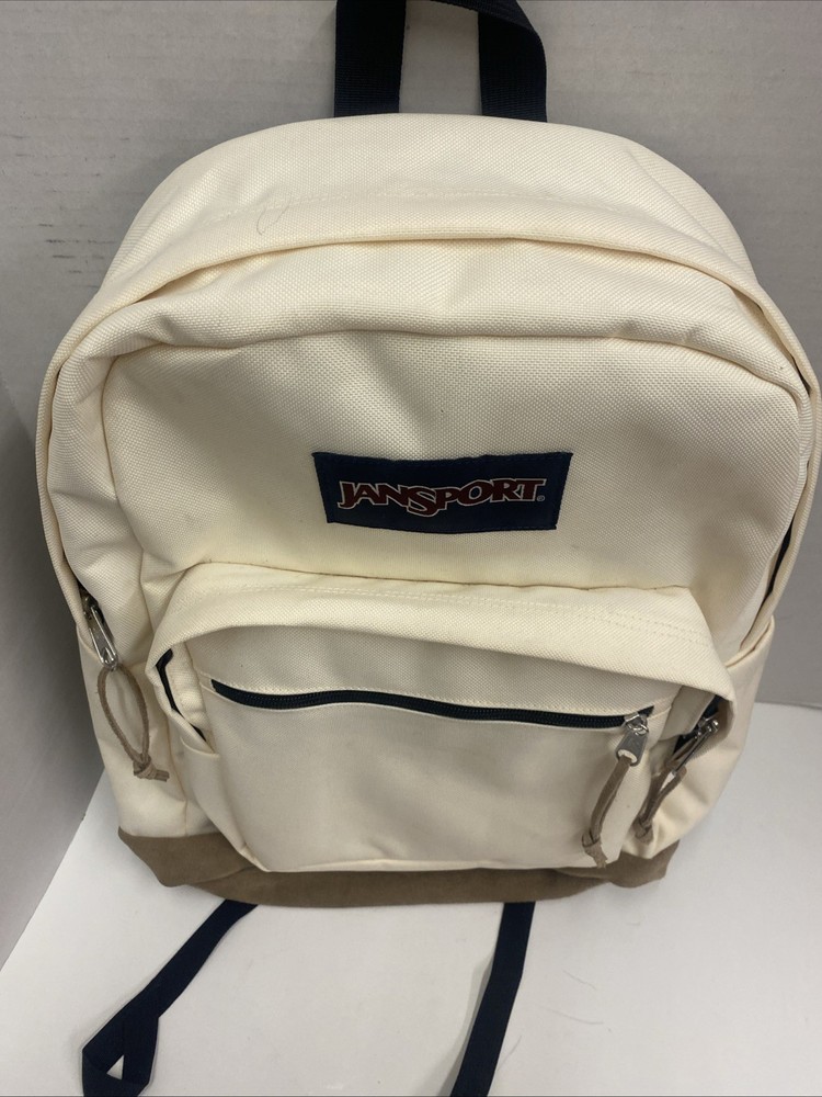 JanSport Right Pack Backpack Daypack Padded 15" Laptop Curry Leather Bottom