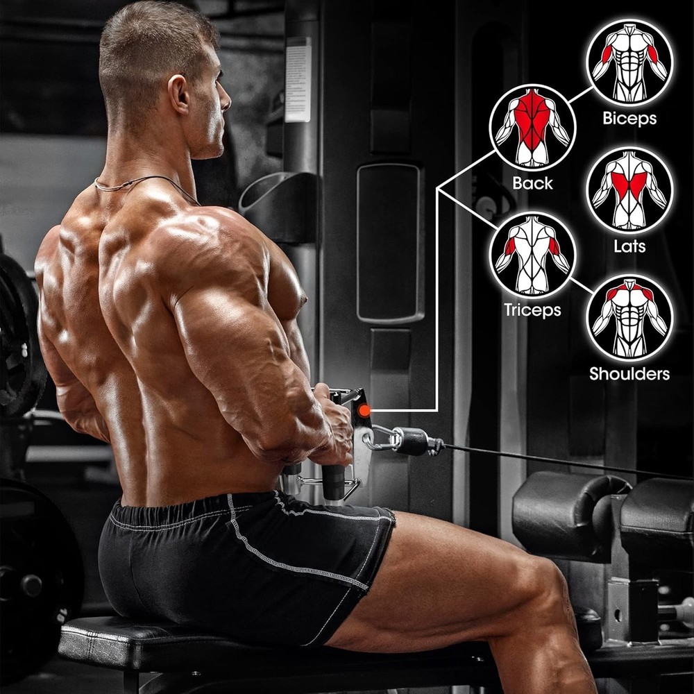 Cable Machine Attachments: Double D Handle & Tricep Rope Combo, 880 LB