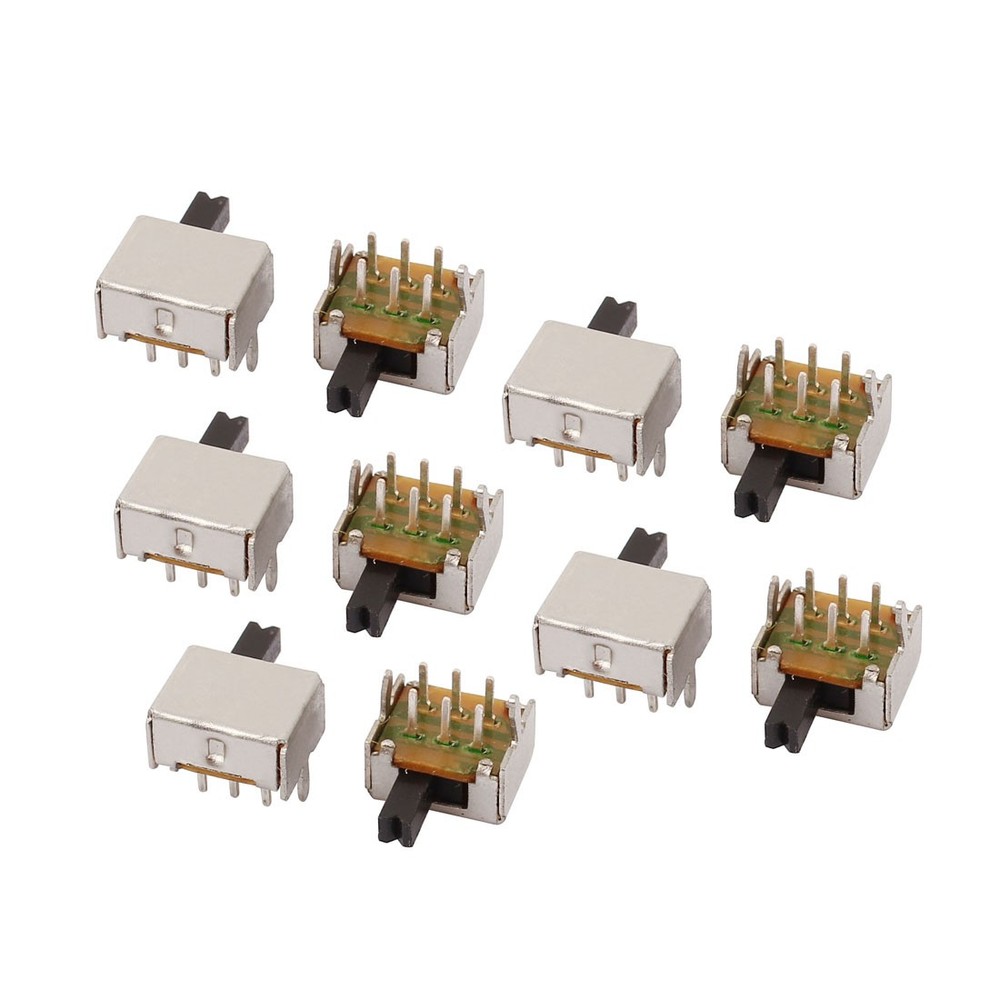 10 Pcs 2 Position Vertical Angle 6P DPDT Mini Slide Switch Latching Power Switch