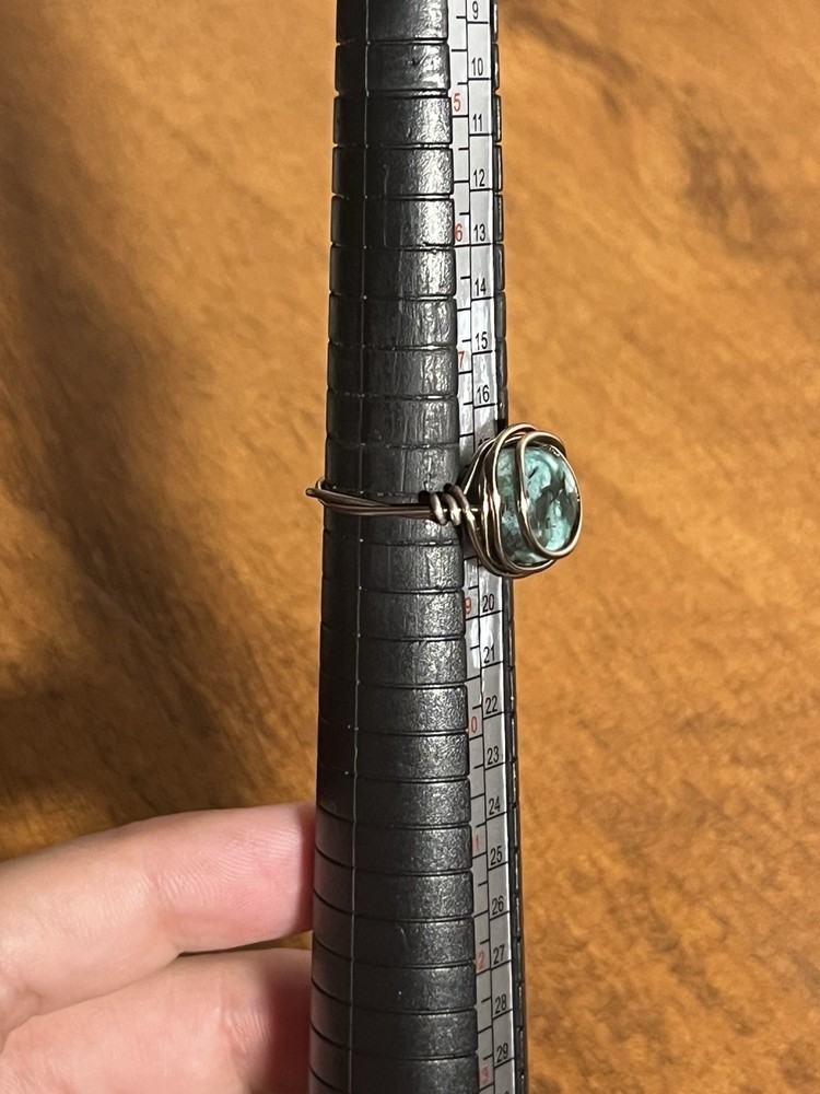 African Jasper gemstone Wire wrapped Ring handmade Size 8