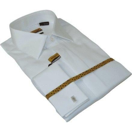 Men 100% Egyptian Cotton Shirt French Cuffs Wrinkle Resistance ENZO 71402 White