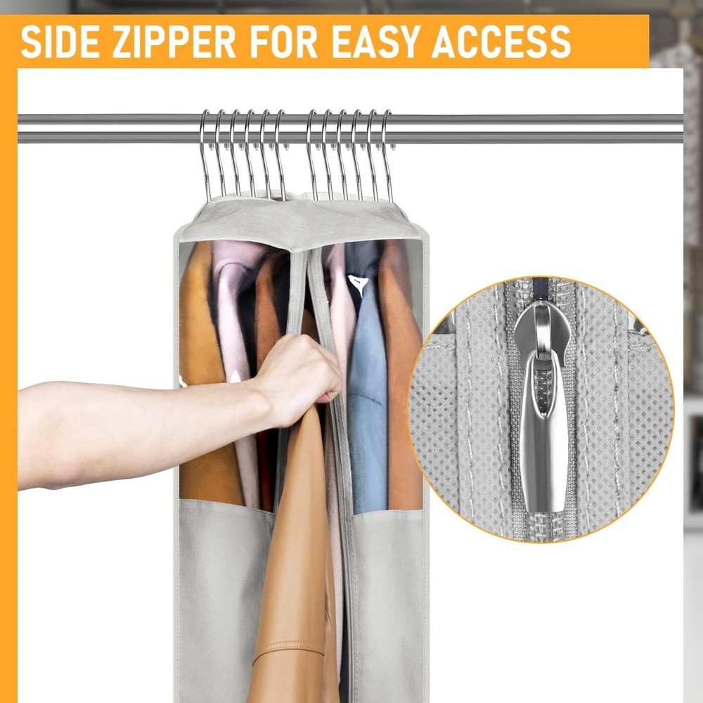 Chic 40" Garment Bags for Hanging Clothes - Dust-Proof Zippered Storage Solution