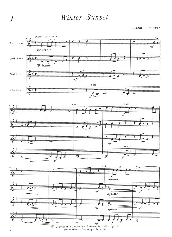 Quartet Repertoire For Horn Full Score