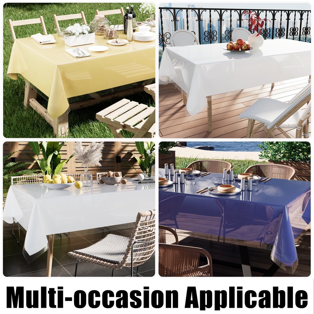 60x84Inch Clear Rectangular Table Cloth Waterproof Spill Proof Vinyl Table Cover