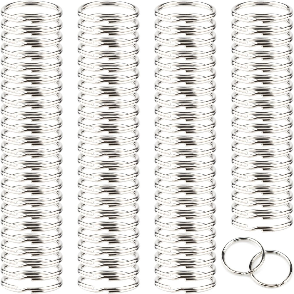200 Pieces Split Key Rings 1 Inch (25mm) in Diameter Jump Bulk Silver