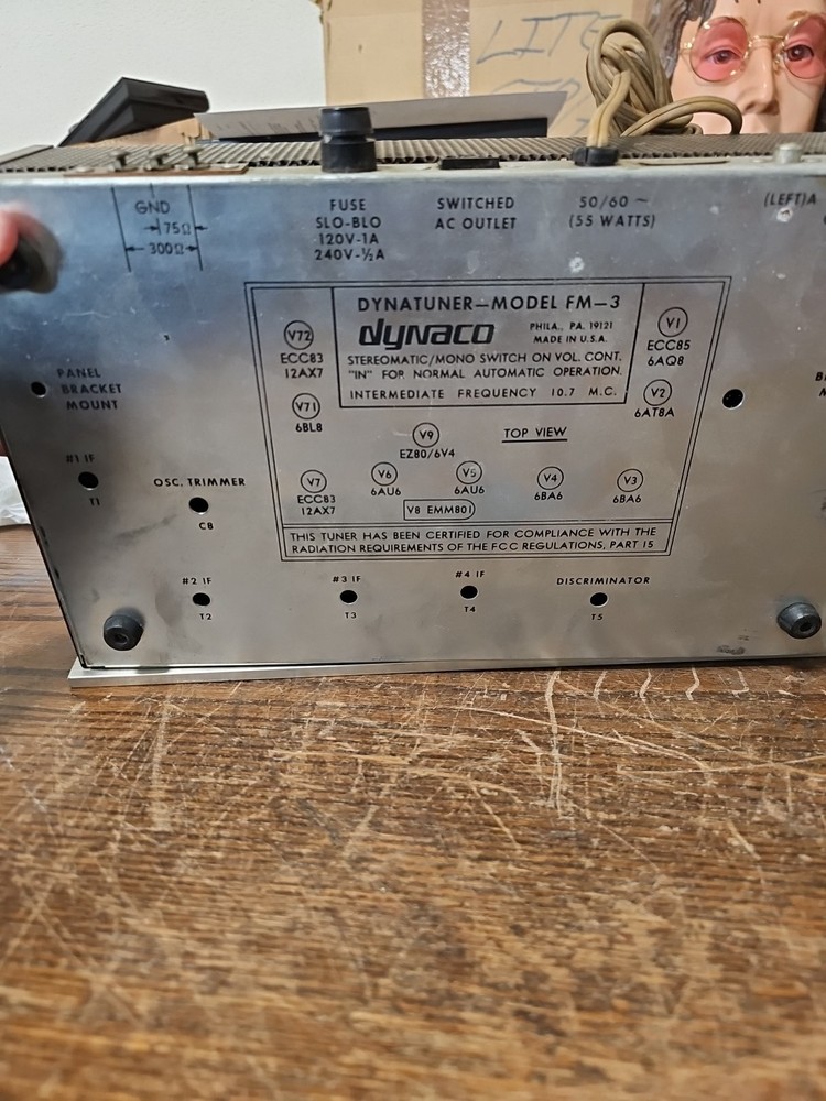 Dyna FM Tuner Model FM-3. For Parts. (2)
