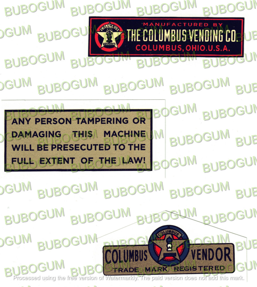 Columbus  Globe and Machine Ancillary Decals !