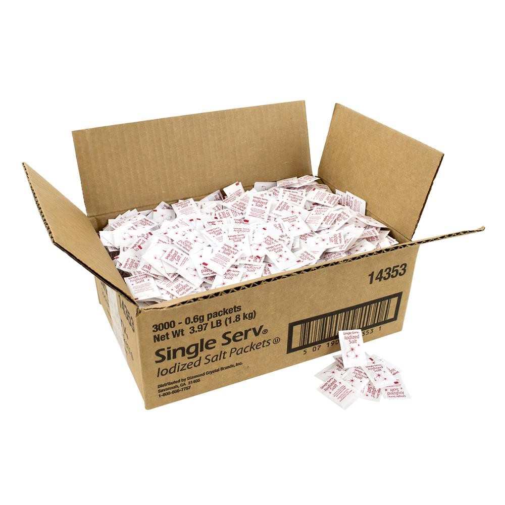 Diamond Crystal Iodized Salt Packet, 0.6 G Packet, 3,000/Box