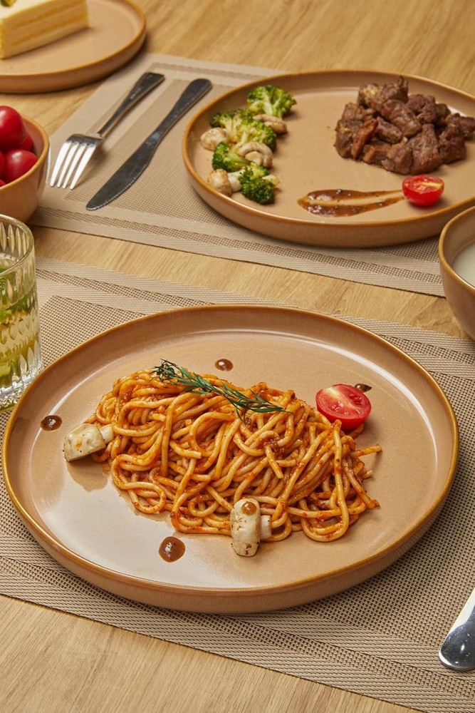 Ceramic Dinnerware Set 4 Reactive Glaze Plates & Bowls Sets Microwave