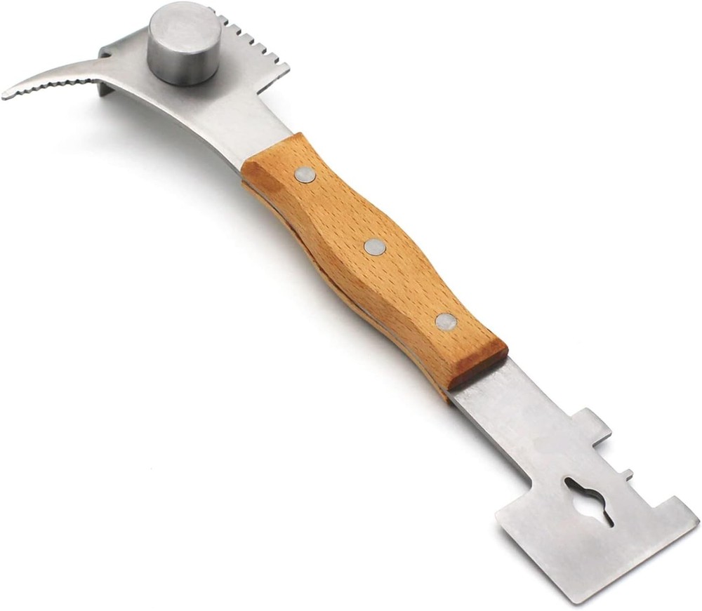 Lightweight Beekeeping Hive Scraper Tool with Multi-Function Beech Wood Handle