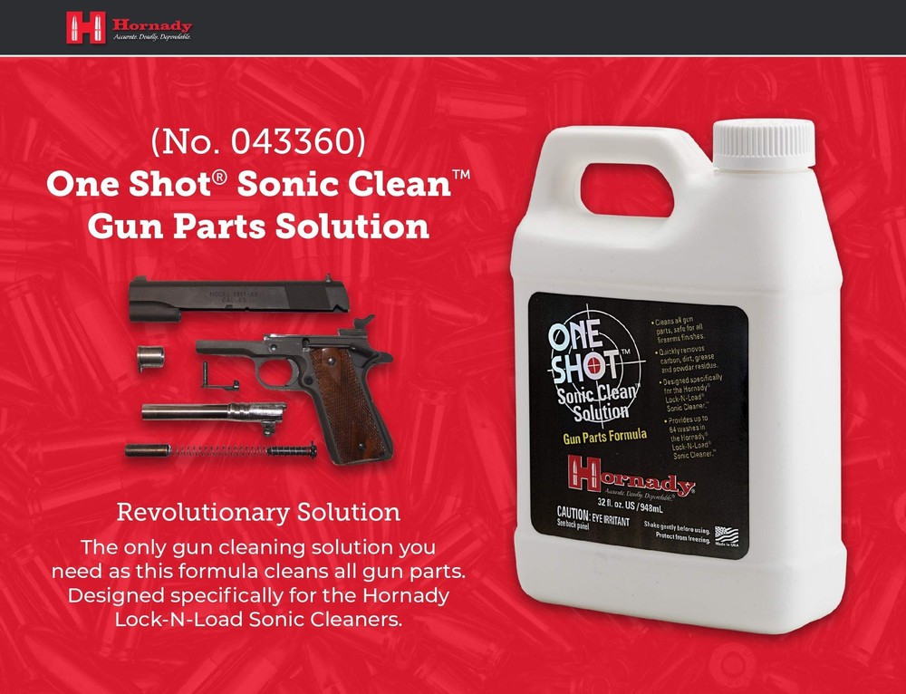 Hornady One Shot Sonic Clean Solution, 1 Quart – Gun Cleaner Solution, Clean ...