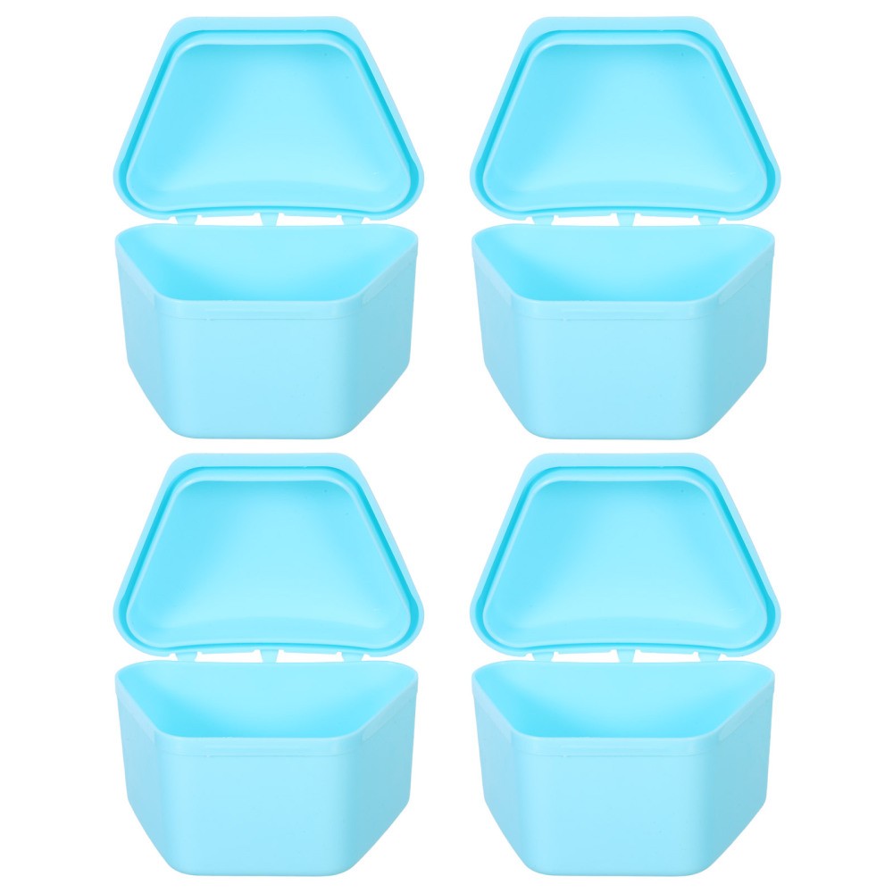 4 Pcs Denture Leakproof Case Retainer Cleaning Box for Retainers
