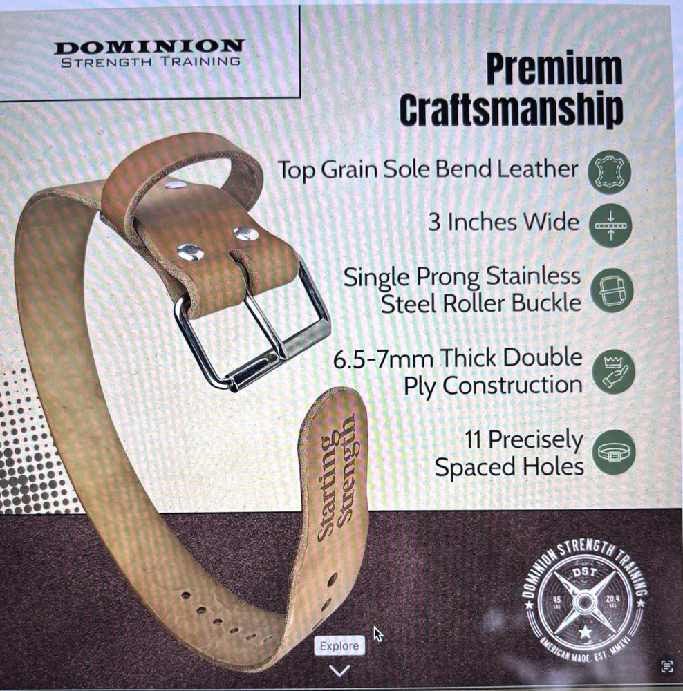 Dominion Strength Training Suede Weightlifting Belt Large - CLEAN