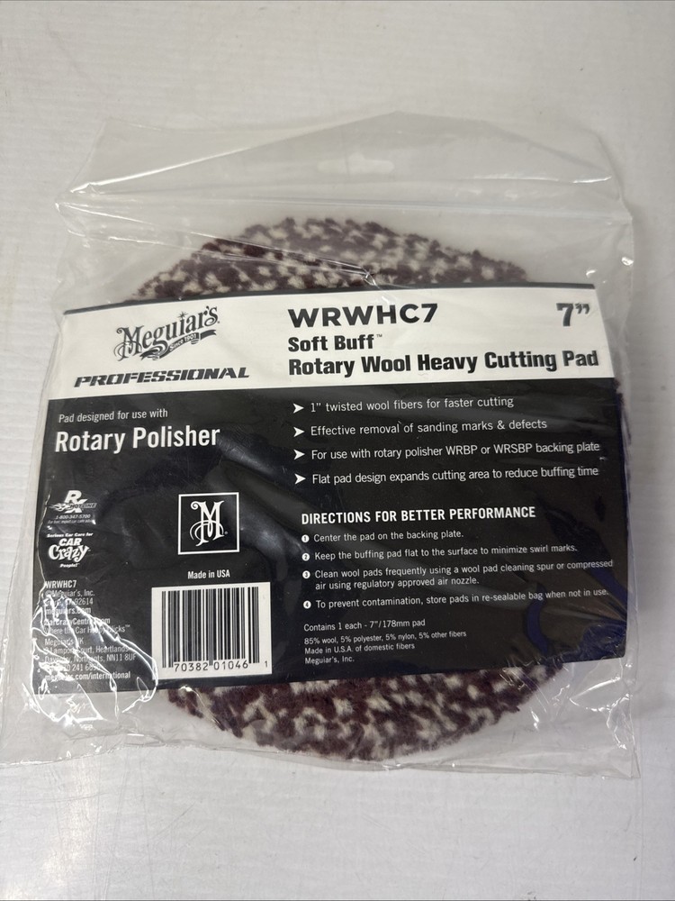 Meguiars WRWHC7 7" Soft Buff Rotary Wool Heavy Cutting Pad