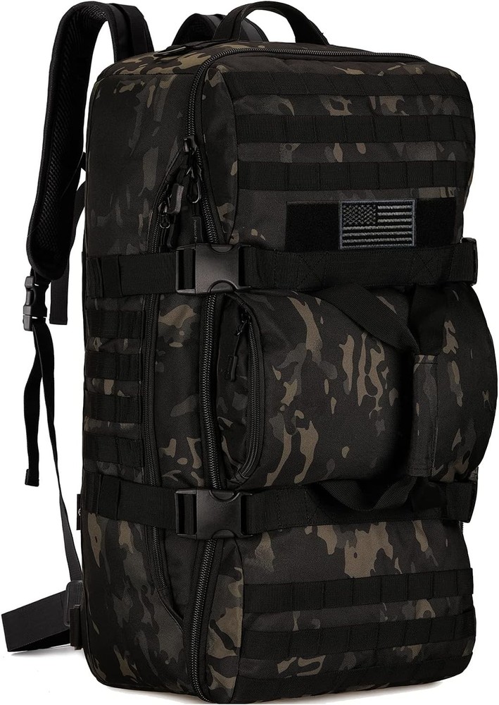 Protector Plus Waterproof Tactical Travel Backpack with 9-Pockets, Black Camo