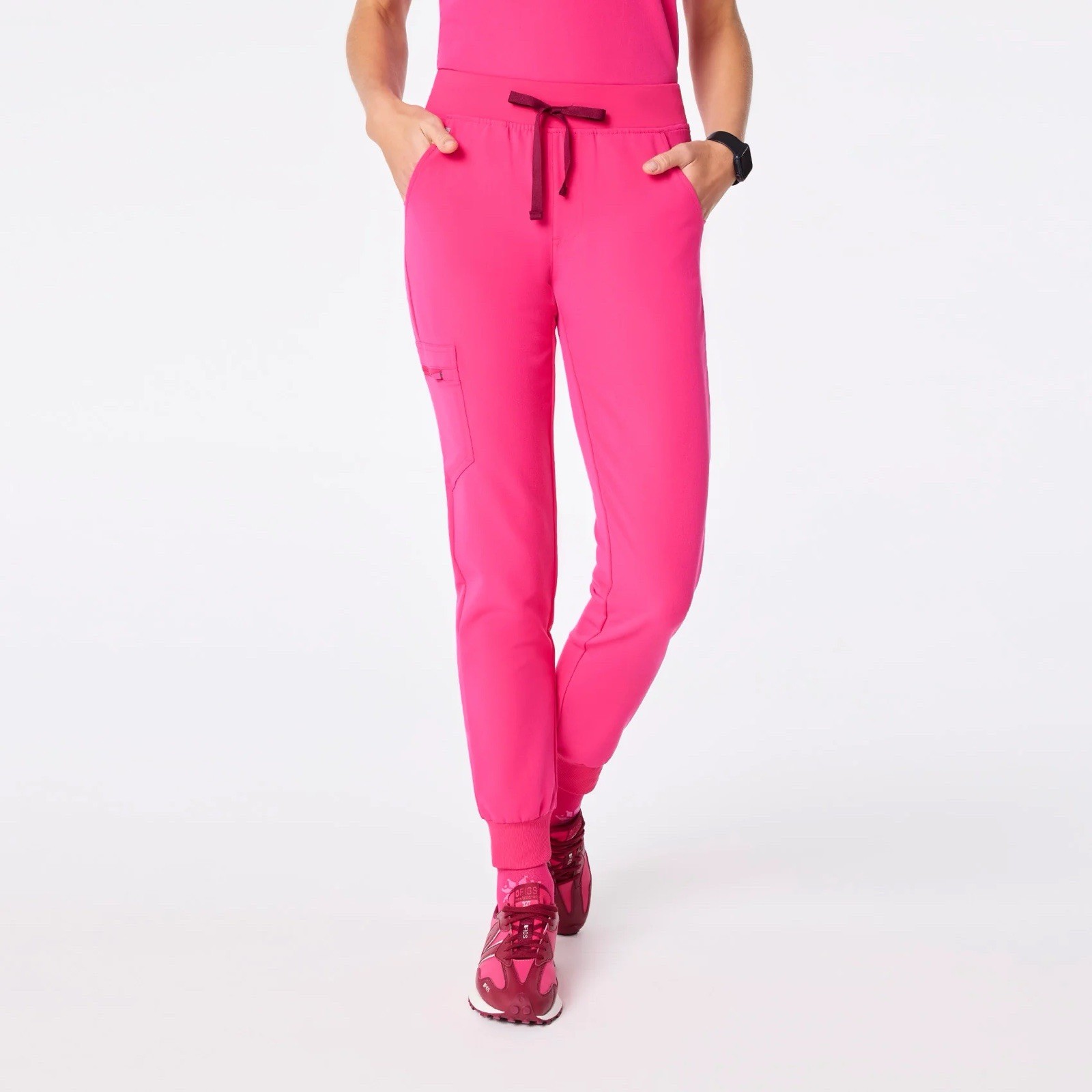 FIGS Catarina Scrub Top Zamora Joggers Set Small Shocking Pink $94 MSRP