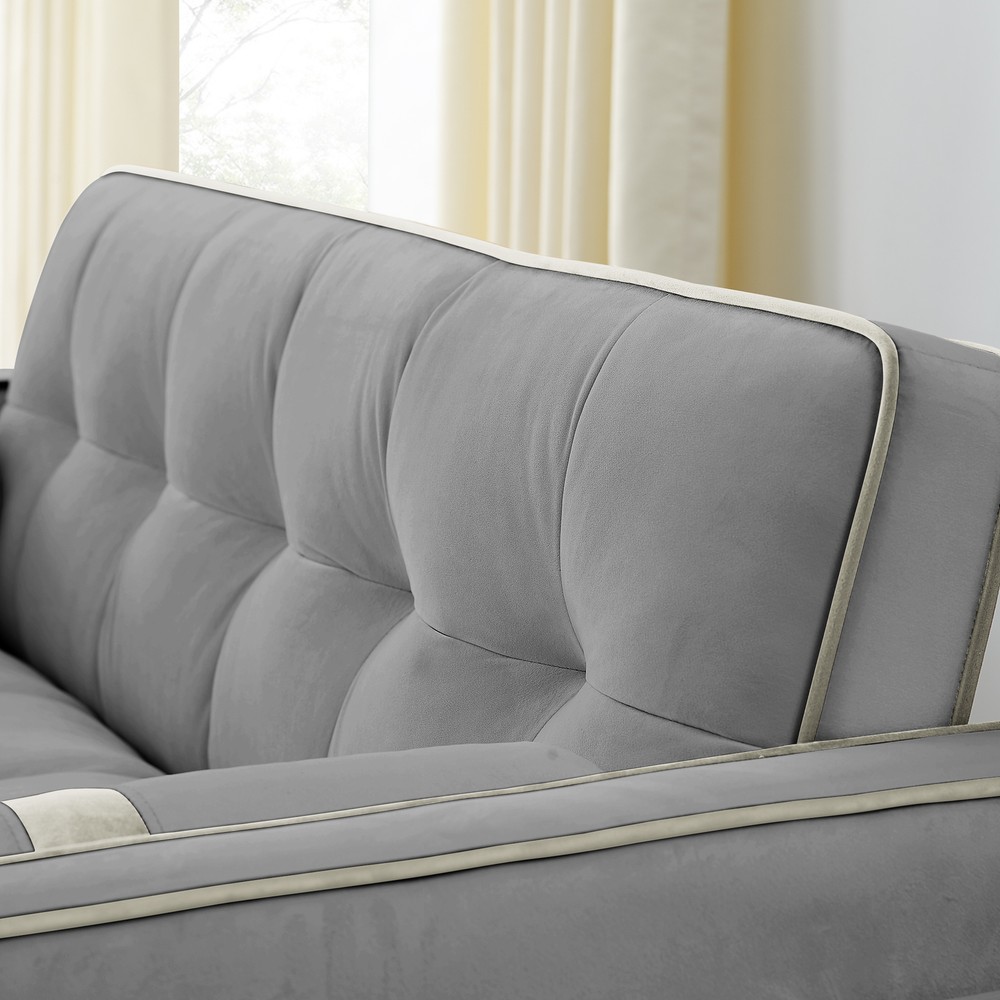 55.5" Pull Out Sleep Sofa Bed 2 Seater Loveseats Sofa Couch w/ Side Pockets
