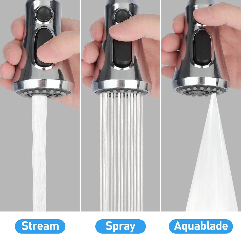 Kitchen Faucet Spray Head 3-Mode Pull Down Out Nozzle Sprayer Replacement Parts
