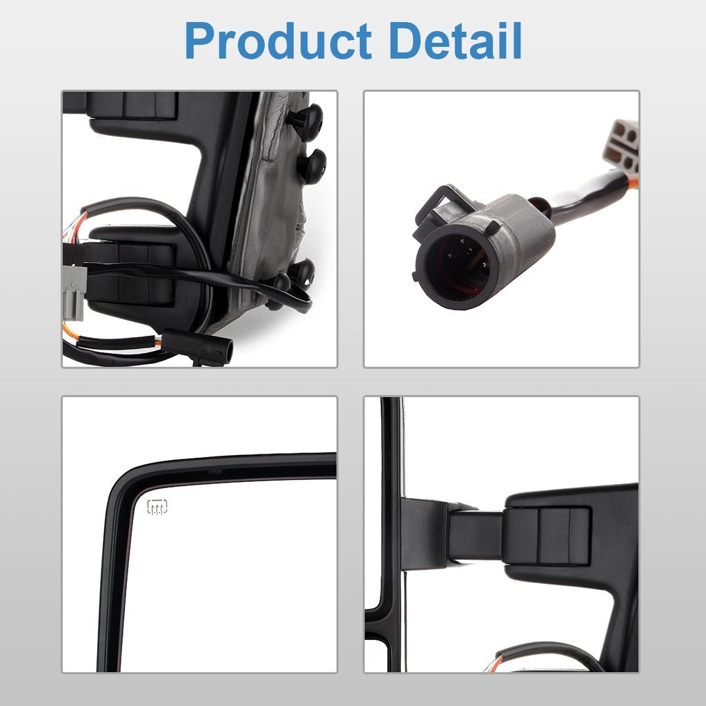 For 99-07 Ford F250-F550 Super Duty Chrome Tow Mirrors Power Heated Smoke Signal