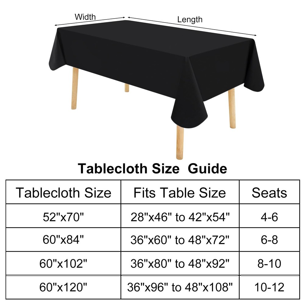 homing Rectangle Vinyl Tablecloth, Waterproof 84" x 60" (Rectangular), Black