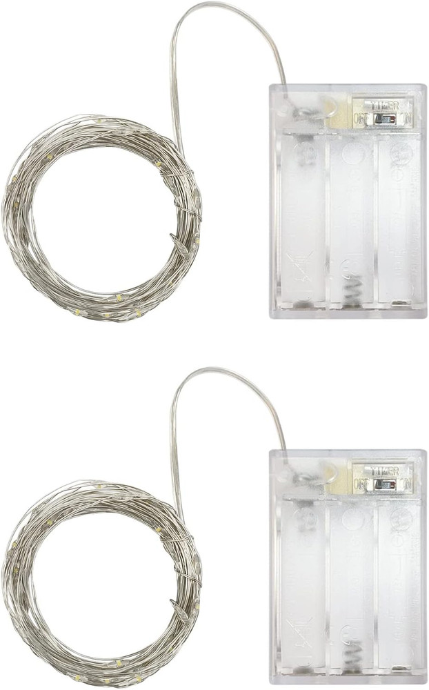 2 Pack with Timer Function Battery Operated Dewdrop Led Lights,Mini Fairy Lights