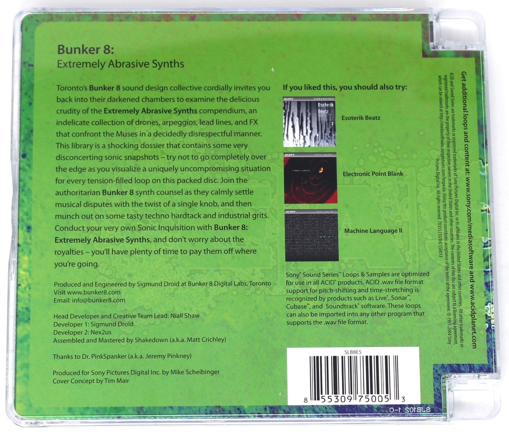 Sony Sound Series Extremely Abrasive Synths Library Loops/Samples/Sampling CD