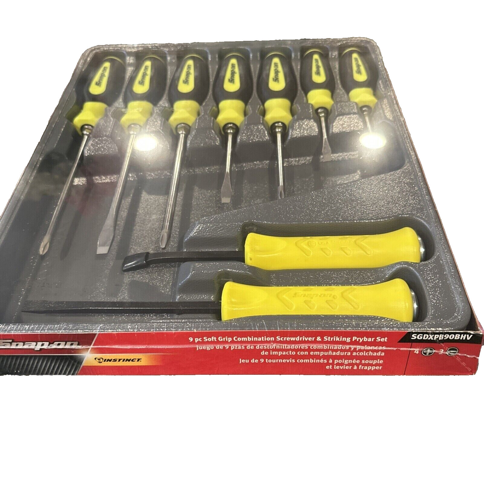 Snap-on Tools SGDXPB90B 9Pc Hi-Viz Screwdriver Prybar Set