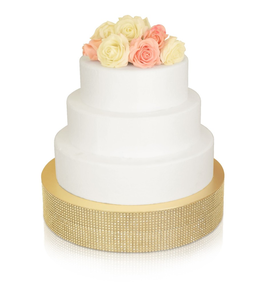 "OCCASIONS" Wedding Cake Stand Silver/ Gold Rhinestone , Bling Cake Drum Base