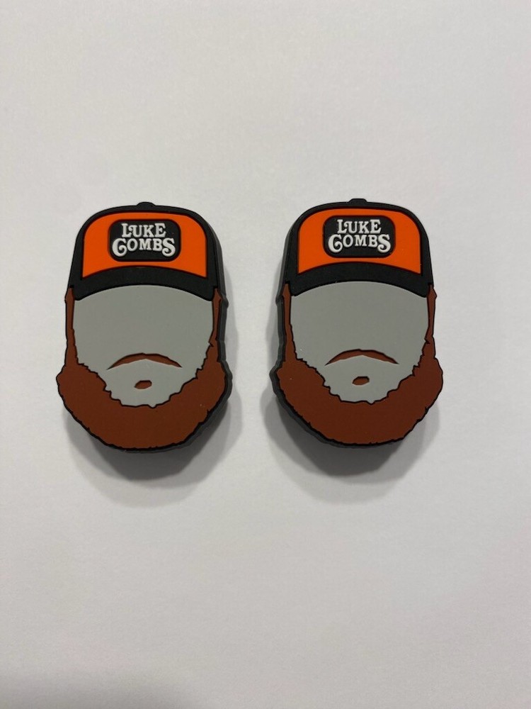 2 Luke Combs Face Jibbitz For Crocs, Rare!