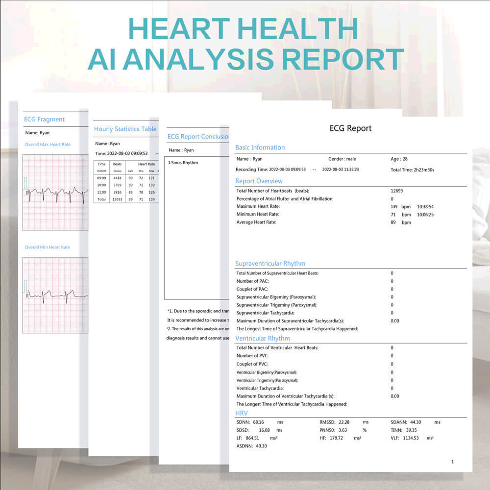Holter Monitor 24 hours EKG Monitor ECG Recording PC Software Free AI Analysis