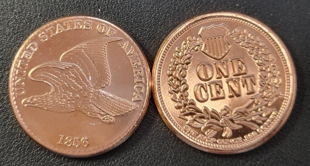2- 1 oz Copper Rounds Flying Eagle