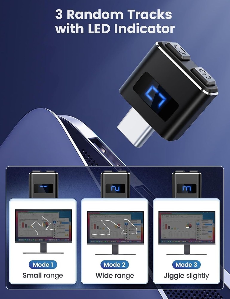 Durable Metal USB-C Mouse Mover: 3 Modes with LED for Seamless Computer Activity