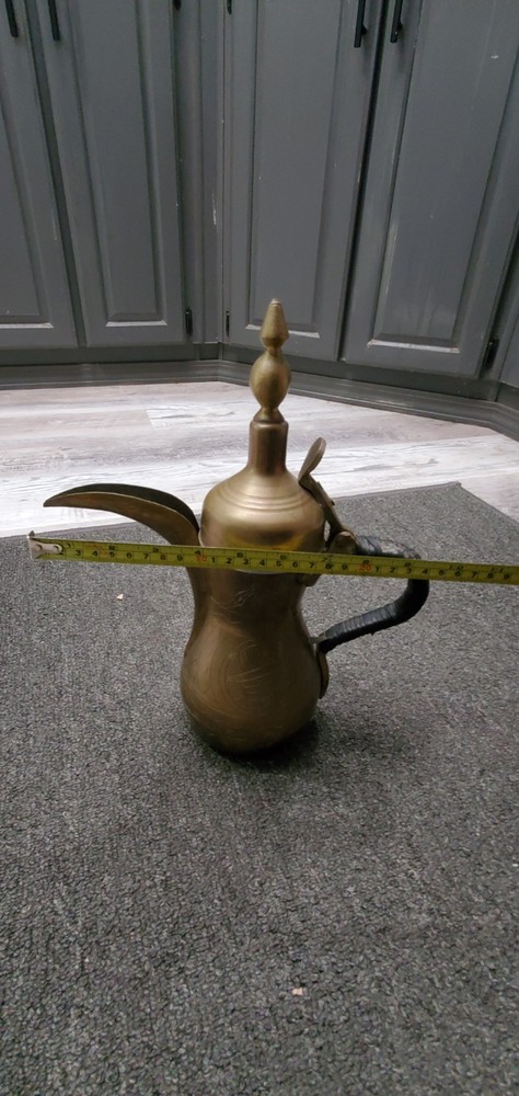 Middle Eastern Brass Coffee Pot/Teapot with leather wrapped handle