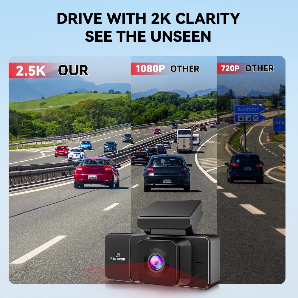 REDTIGER A3 3 Channel Dash Camera With 128GB+32GB Card 2.5K+1080P+1080P IRCamera