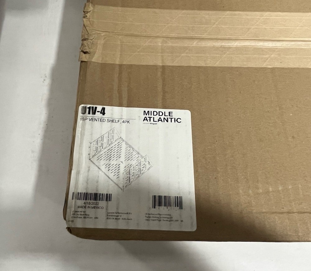 Middle Atlantic U1V-4 - Vented Universal Rack Shelf - Black- (4 Pack)