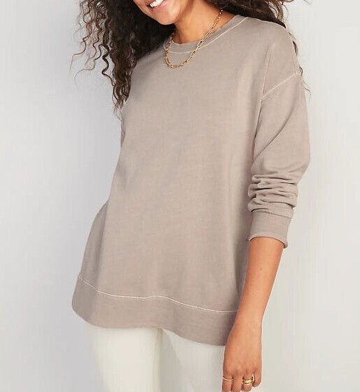 Old Navy Women Oversized Boyfriend Garment-Dyed Tunic Sweatshirt -F333