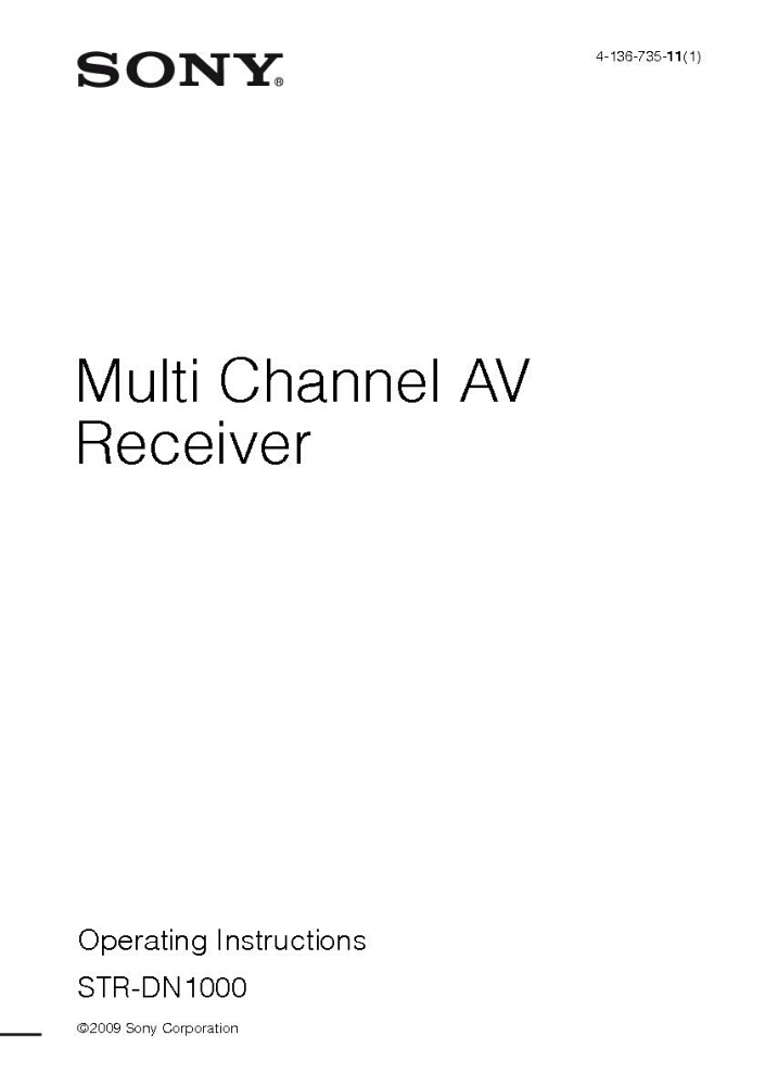Sony STR-DN1000 AV Receiver Owners Manual