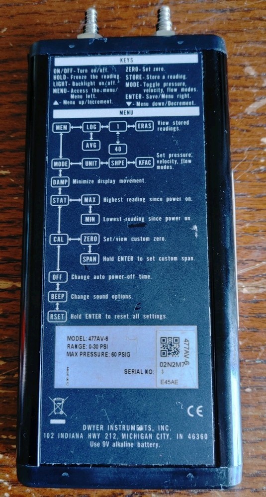 Dwyer Instruments 477AV-6 Digital Manometer Range 0-30 PSI
