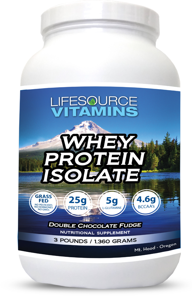 LifeSource Vitamins Whey Protein ISOLATE Grass Fed Double Chocolate Fudge 3 lbs