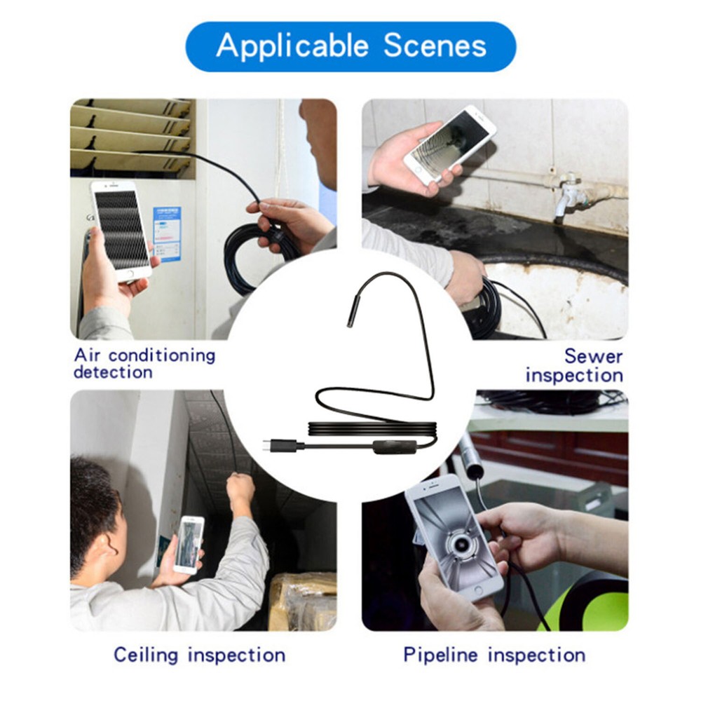 2M 5.5mm 6LED Endoscope Android Type-C Borescope Waterproof Inspection Camera