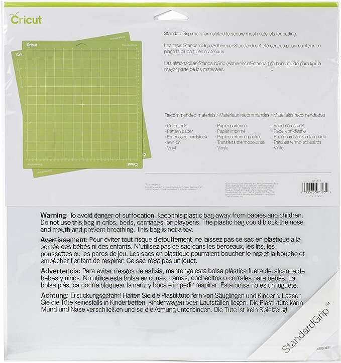 Cricut StandardGrip Machine Cutting Mats 12in x 12in, 2 Pack