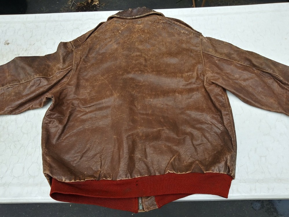 WWII Original A-2 Flight Jacket Very Rare Size 50 Bugs Bunny Patch