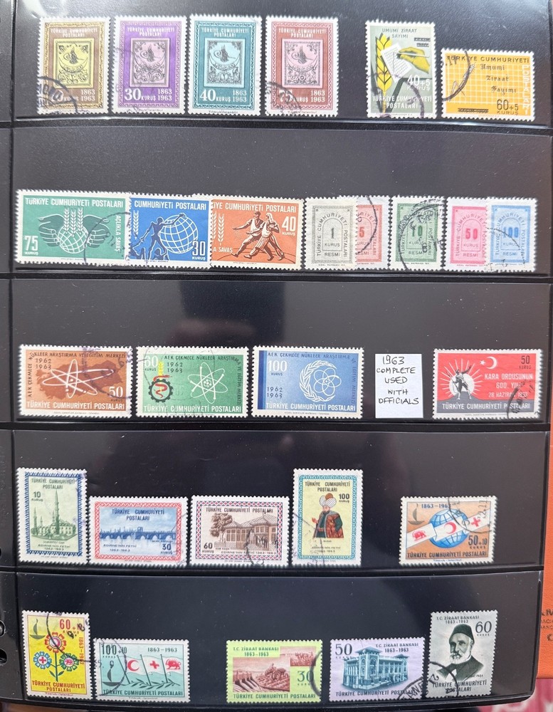 1963 TURKEY STAMPS COMPLETE YEAR USED