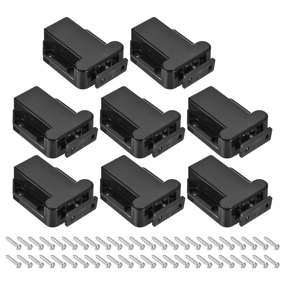 8 Set ABS Automatic Spring Loaded Push to Open Door Catch Touch Lock Black